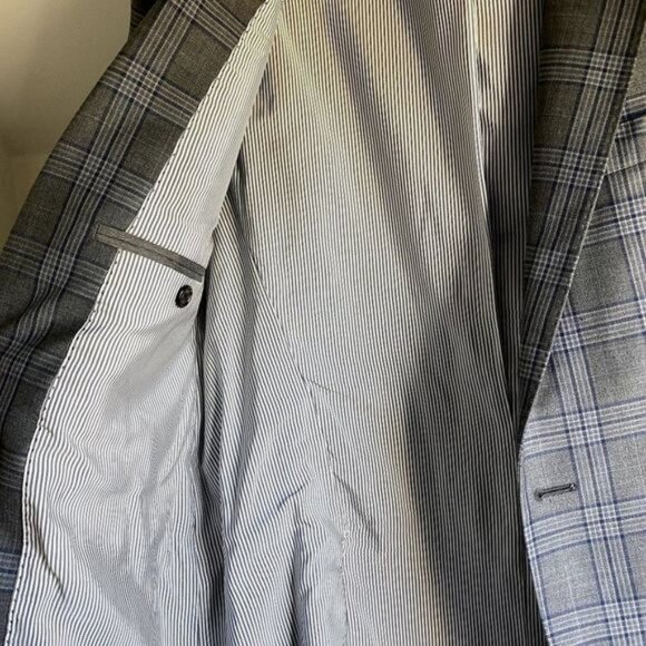 Todd Snyder Mayfair Fit Blazer Wool Sport Coat Jacket Gray Navy Grey Plaid 40R - Picture 6 of 10